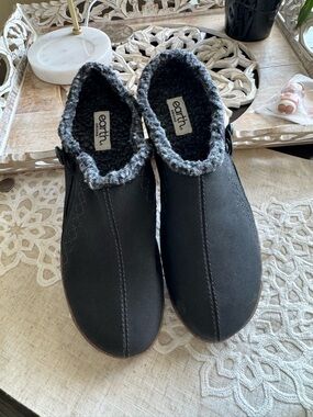 Earth Origins Black Fleece Lined Clogs Slip On Comfort Shoes Size 11m